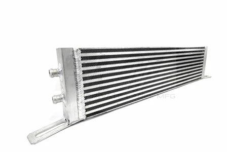 Angled view of billet aluminum PLM heat exchanger for SL55 AMG