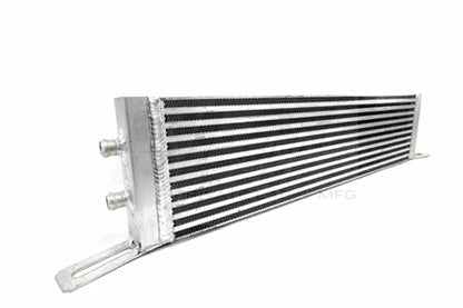 Angled view of billet aluminum PLM heat exchanger for SL55 AMG