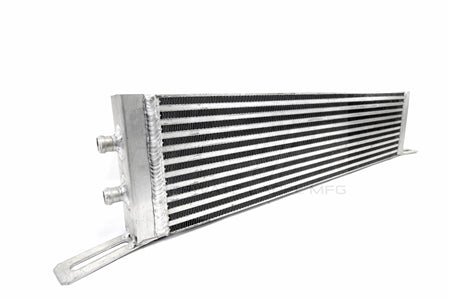 Angled image of PLM heat exchanger showing billet necks and core fins