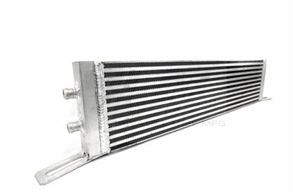 Angled image of PLM heat exchanger showing billet necks and core fins
