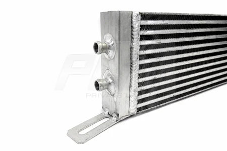 Close-up of billet CNC ports on PLM heat exchanger for SL55 AMG