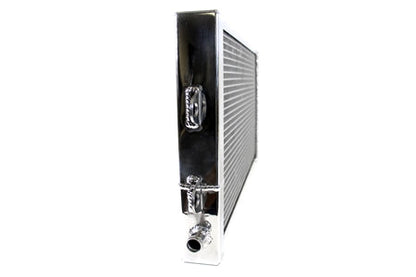 Side profile of PLM heat exchanger showing aluminum tank design