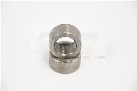 Close-up of PLM M18 x 1.5mm O2 sensor bung with zinc-coated threads