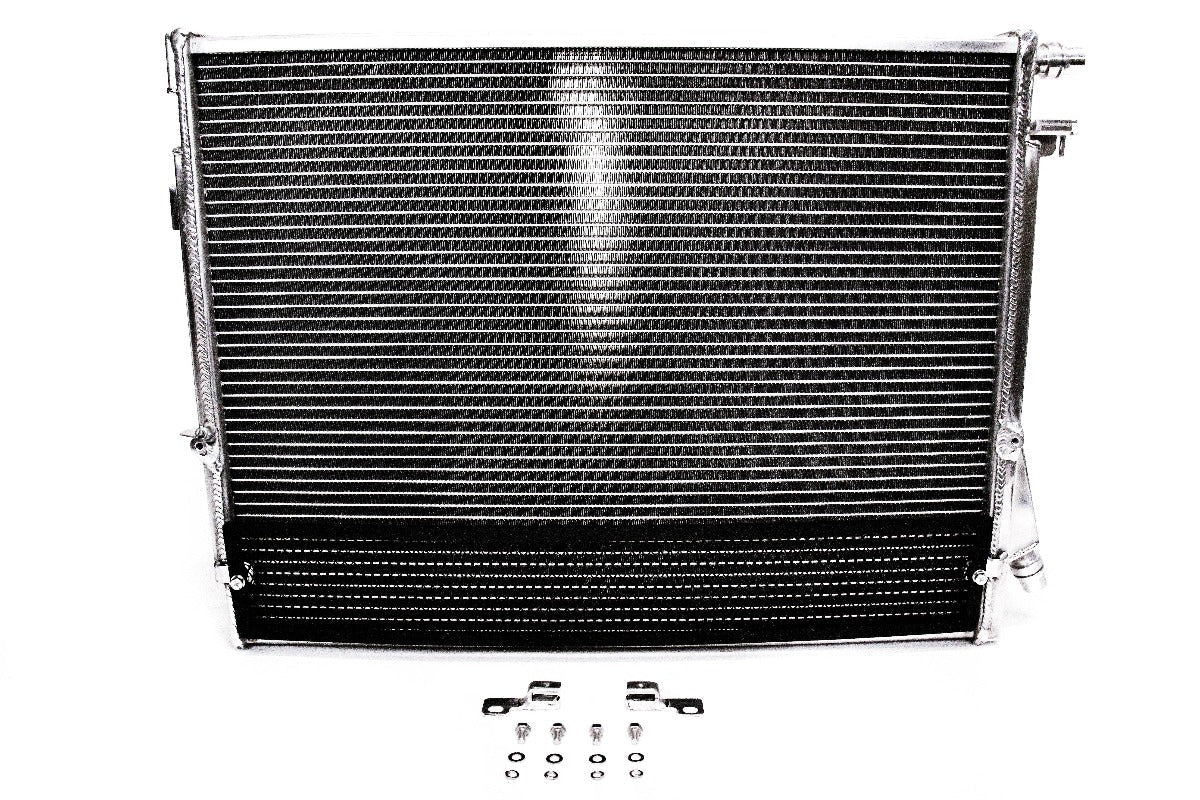 PLM heat exchanger kit for Toyota GR Supra and BMW G-Series with mounting hardware