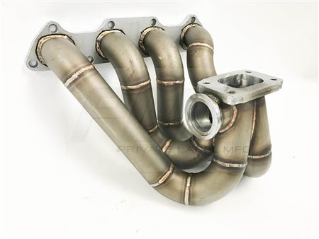 Angled view of PLM B-Series T3 turbo manifold from right