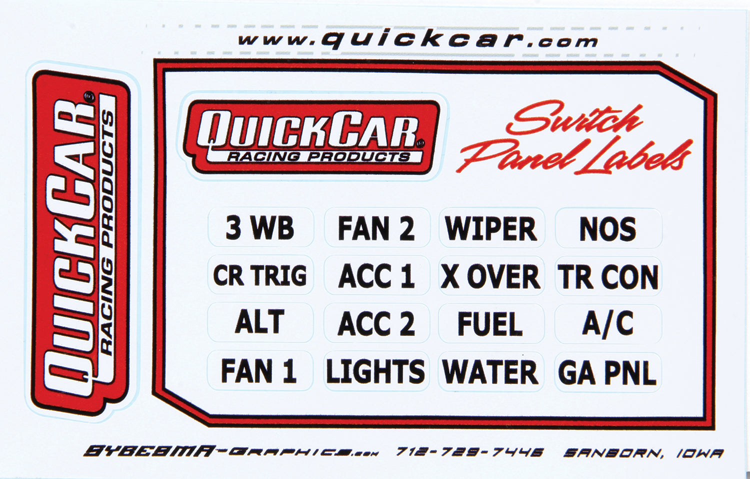Switch Panel Stickers Small Ignition Panels QUICKCAR RACING PRODUCTS