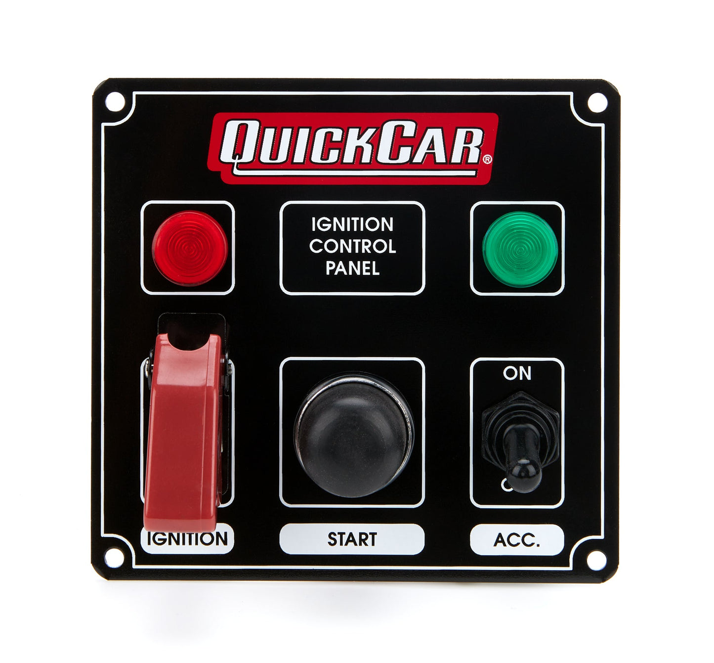 Ignition Panel Black w/ 2 Acc. & Lights QUICKCAR RACING PRODUCTS