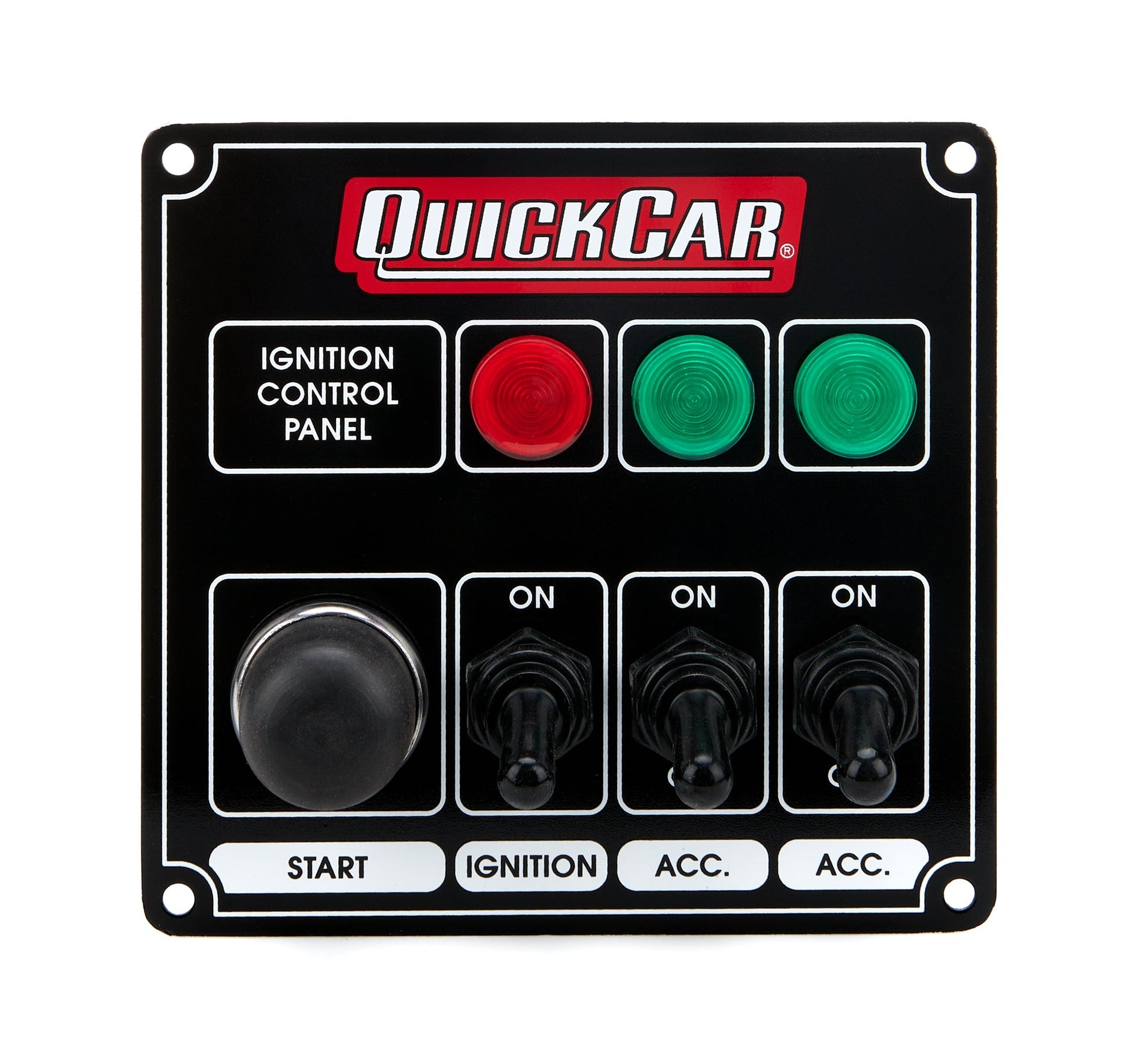 Ignition Panel Black w/ 2 Acc. & Lights QUICKCAR RACING PRODUCTS