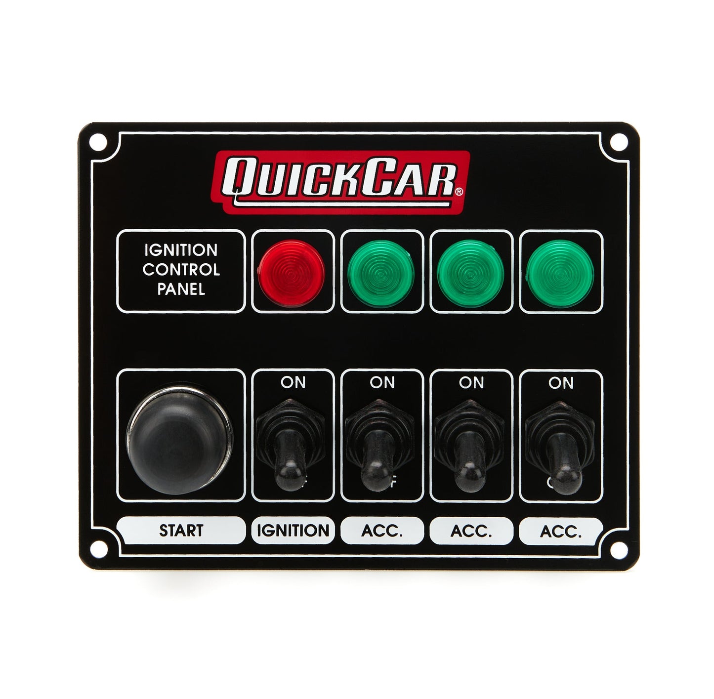 Ignition Panel Black w/ 3 Acc. & Lights QUICKCAR RACING PRODUCTS
