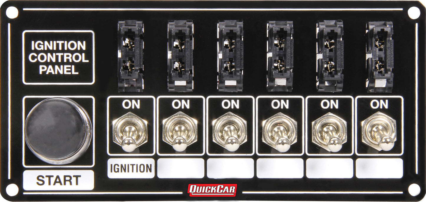 Ignition Panel Black Fused w/Start Button QUICKCAR RACING PRODUCTS