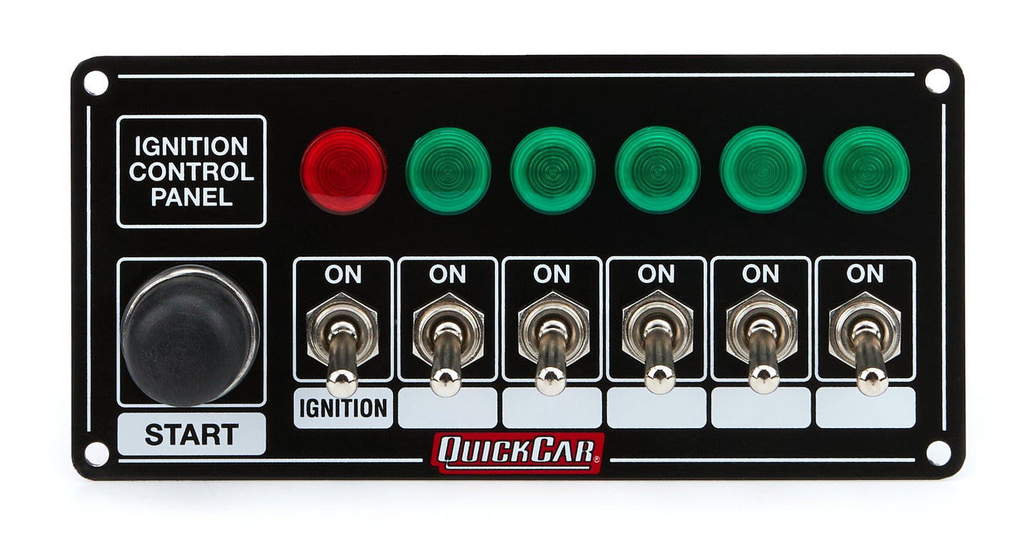 Ignition Panel Blk w/ Start But. 5 Acc. & Ligh QUICKCAR RACING PRODUCTS