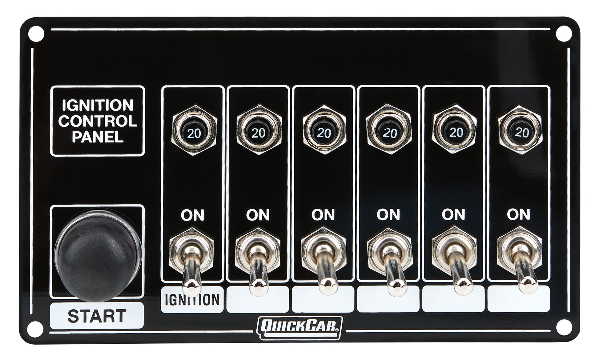 Ignition Panel Blk w/ Start But. 5 Acc. Circut QUICKCAR RACING PRODUCTS
