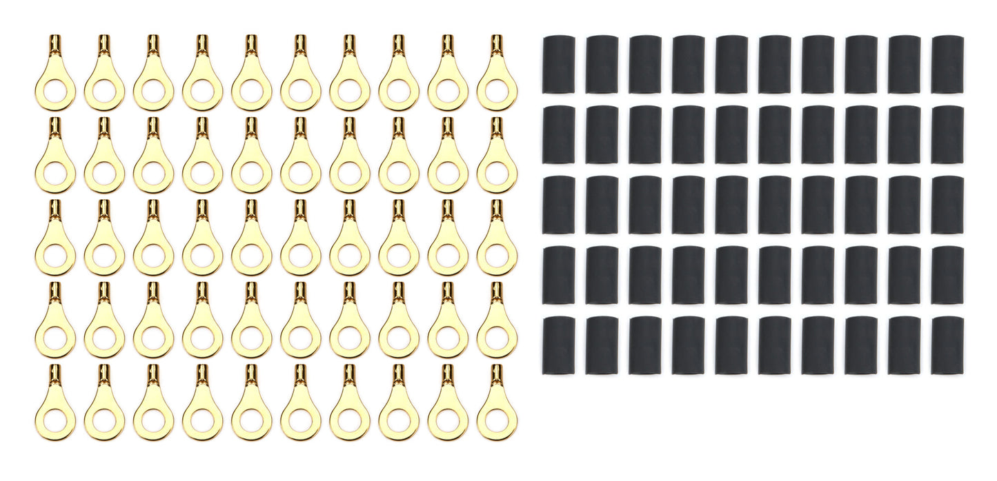 Ring Terminal 1/4in 18- 22 Ga w/Heat Shrink 50pk QUICKCAR RACING PRODUCTS