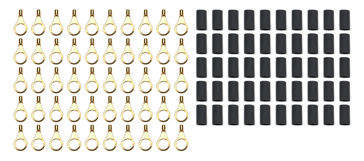Ring Terminal 5/16in 18- 22 Ga w/Heat Shrink 50pk QUICKCAR RACING PRODUCTS