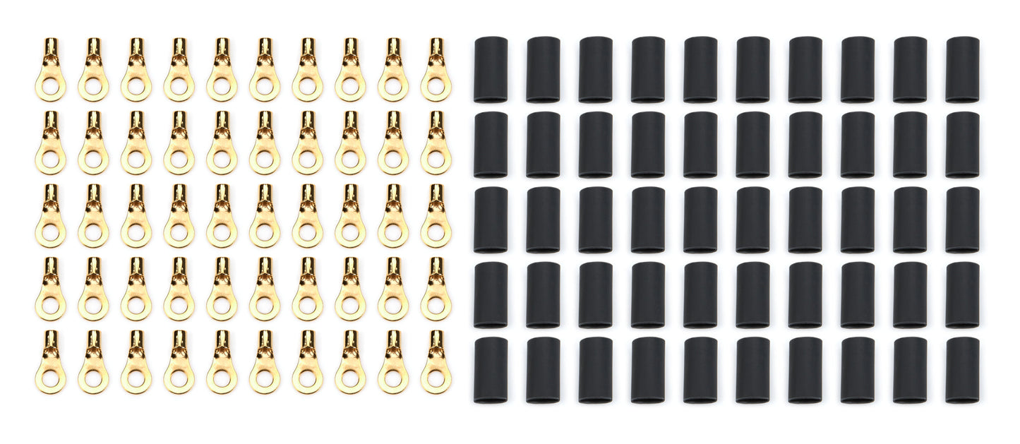 Ring Terminal #8 14-16 Ga w/Heat Shrink 50pk QUICKCAR RACING PRODUCTS
