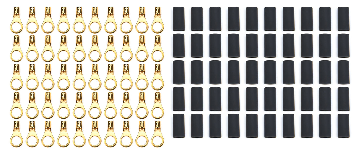 Ring Terminal 3/8in 8-10 Ga w/Heat Shrink 50pk QUICKCAR RACING PRODUCTS