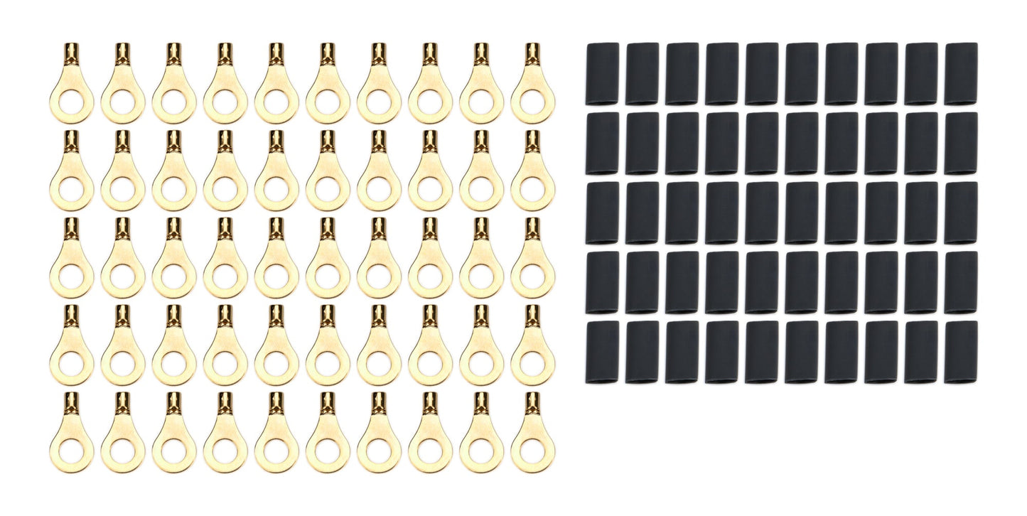 Ring Terminal 1/4in 14- 16 Ga w/Heat Shrink 50pk QUICKCAR RACING PRODUCTS
