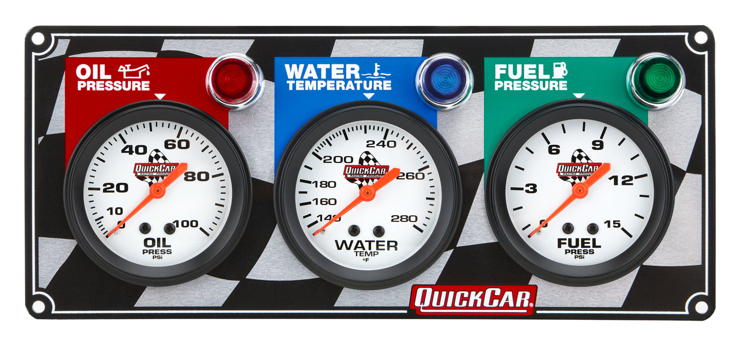 3 Gauge Panel OP/WT/FP QUICKCAR RACING PRODUCTS