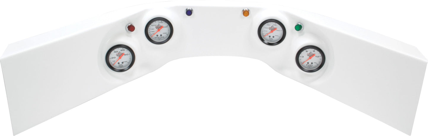 4-Gauge Molded Dash OP/WT/OT/FP White QUICKCAR RACING PRODUCTS