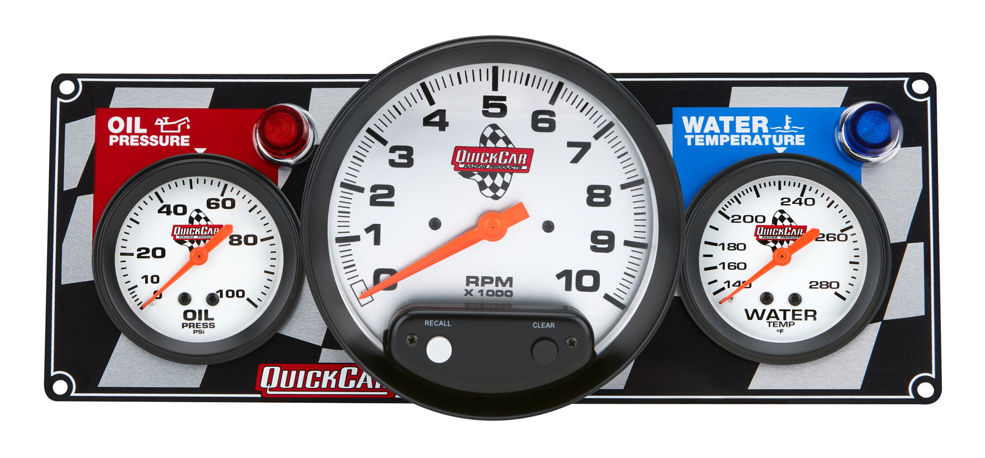 2-1 Gauge Panel Tach OP/WT QUICKCAR RACING PRODUCTS