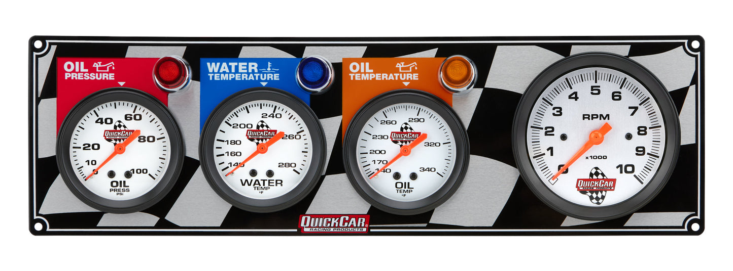 Gauge Panel OP/WT/OT w/ Tach QUICKCAR RACING PRODUCTS