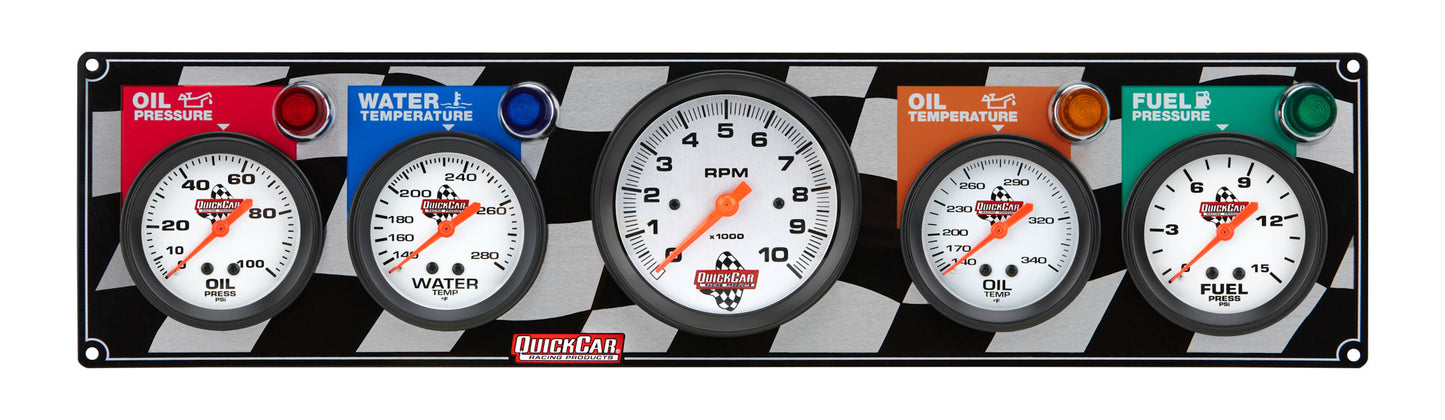 Gauge Panel OP/WT/OT/FP w/Tach QUICKCAR RACING PRODUCTS