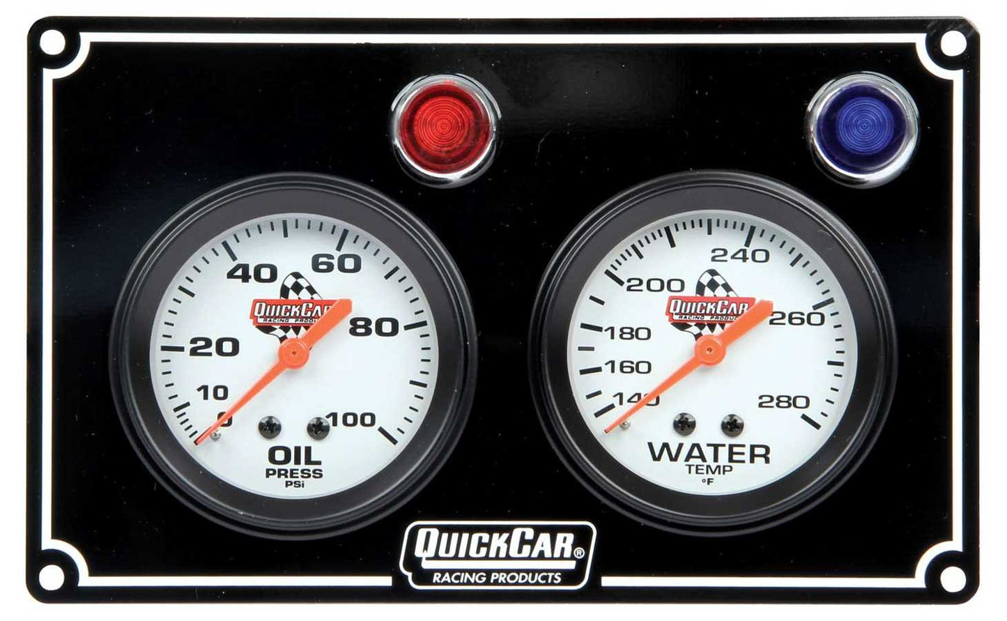 2 Gauge Panel  OP/WT Black QUICKCAR RACING PRODUCTS