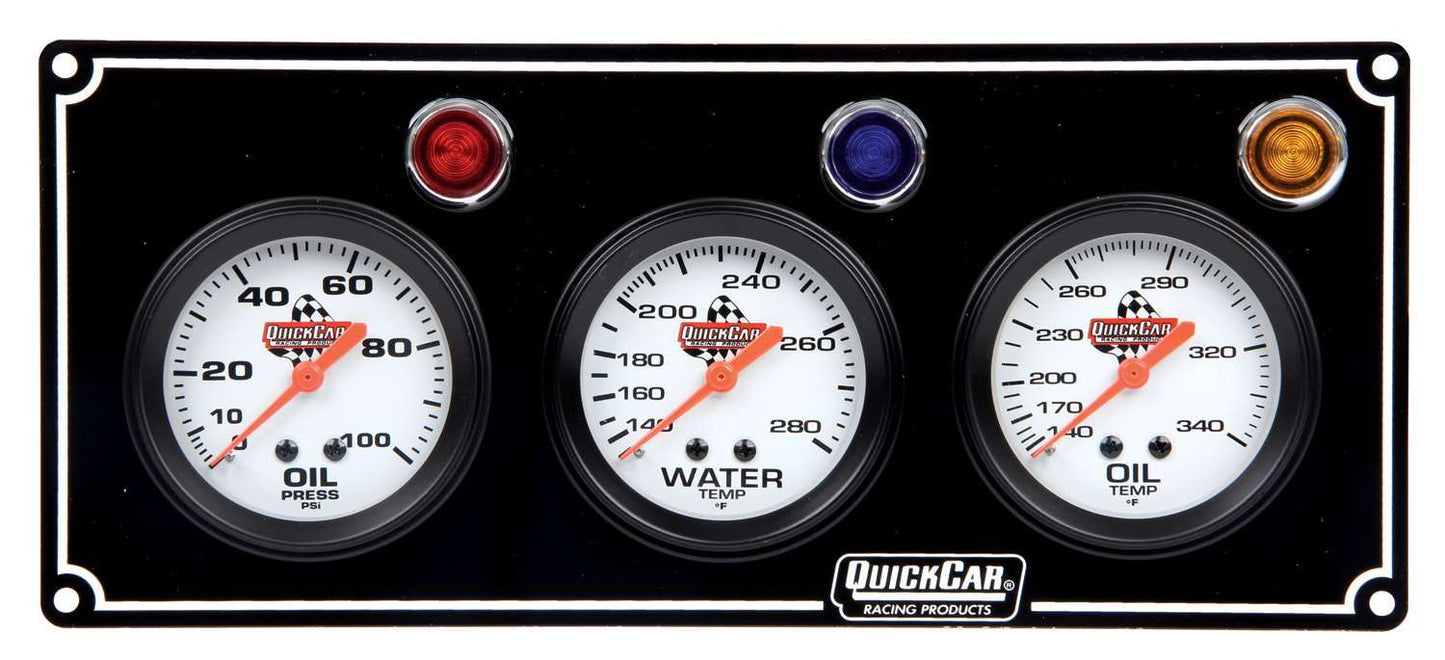 3 Gauge Panel  OP/WT/OT Black QUICKCAR RACING PRODUCTS
