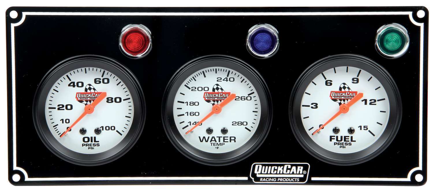 3 Gauge Panel  OP/WT/FP Black QUICKCAR RACING PRODUCTS