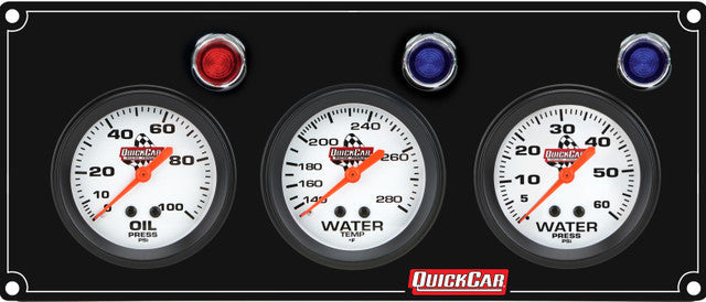 3 Gauge Panel OP/WT/WP Black QUICKCAR RACING PRODUCTS