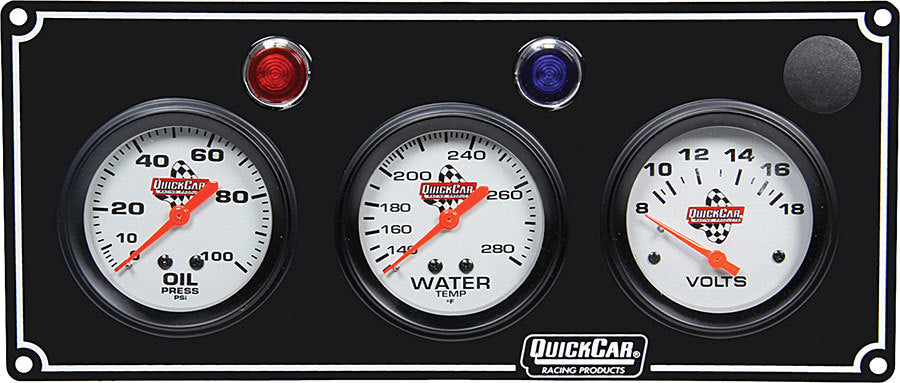 3 Gauge Panel OP/WT/Volt Black QUICKCAR RACING PRODUCTS