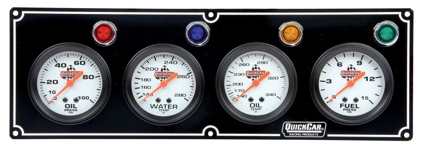 4 Gauge Panel  OP/WT/OT/ FP Black QUICKCAR RACING PRODUCTS