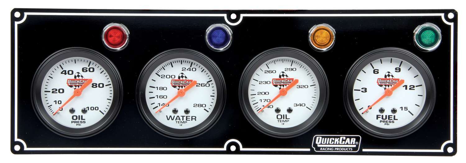 4 Gauge Panel  OP/WT/OT/ FP Black QUICKCAR RACING PRODUCTS