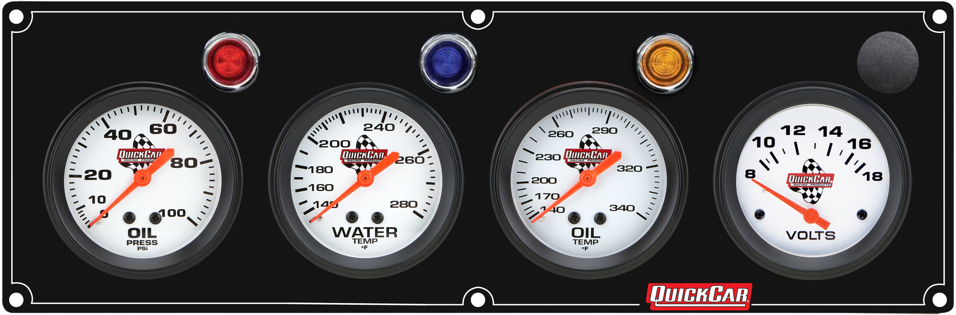 4 Gauge Panel OP/WT/OT/VT Black QUICKCAR RACING PRODUCTS