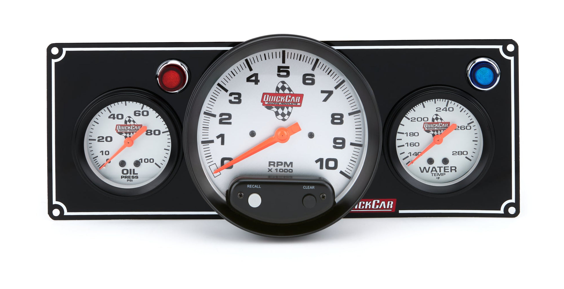 2-1 Gauge Panel OP/WT w/ 5in Tach Black QUICKCAR RACING PRODUCTS