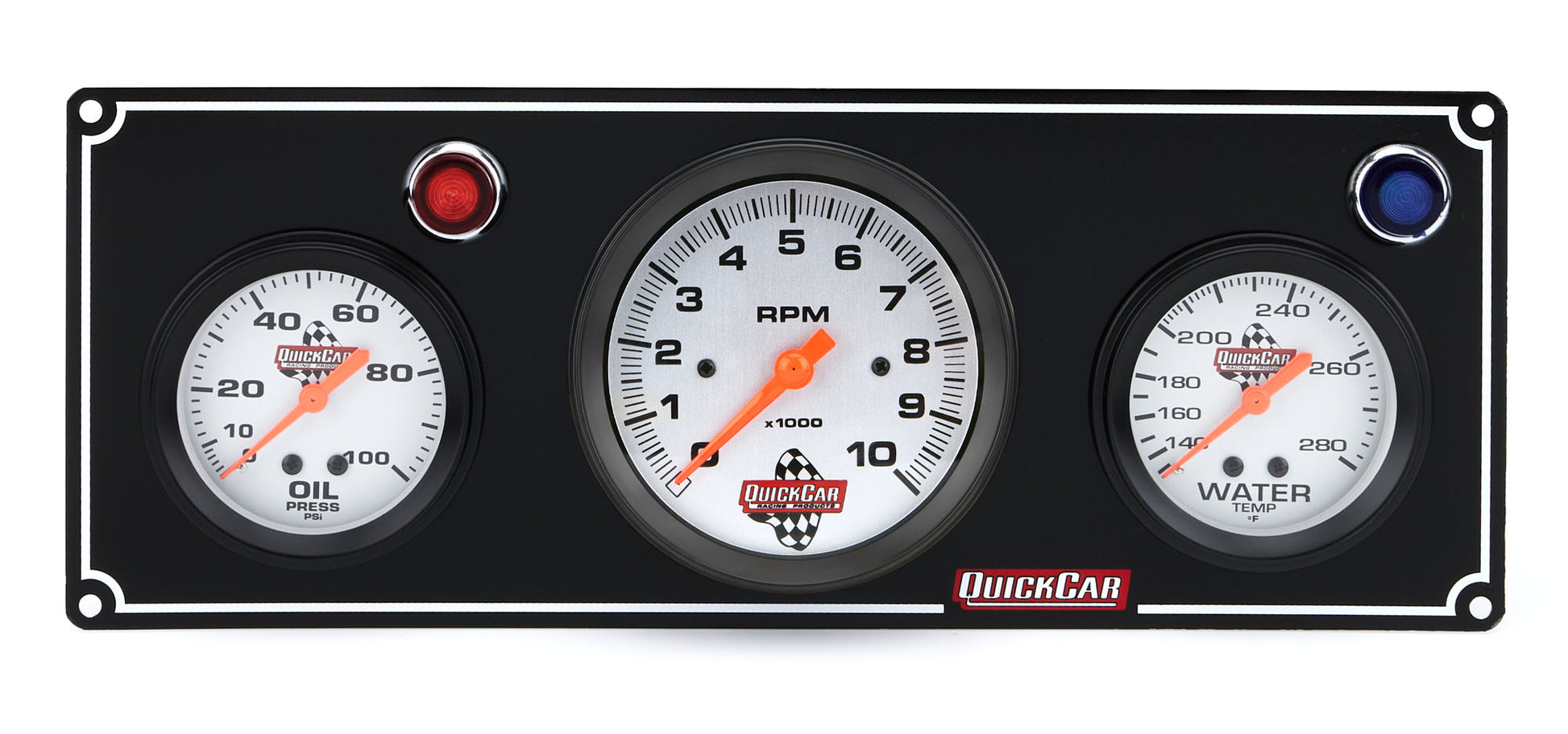2-1 Gauge Panel OP/WT w/ 3in Tach Black QUICKCAR RACING PRODUCTS
