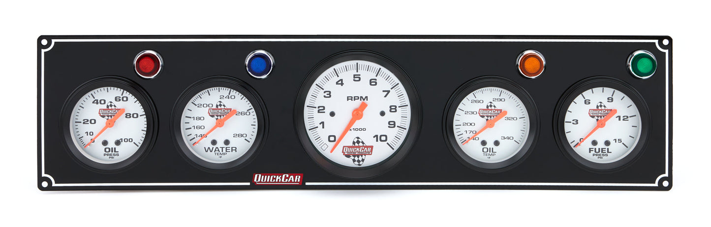 3-1 Gauge Panel OP/WT/OP /FP w/3-3/8in Tach Black QUICKCAR RACING PRODUCTS
