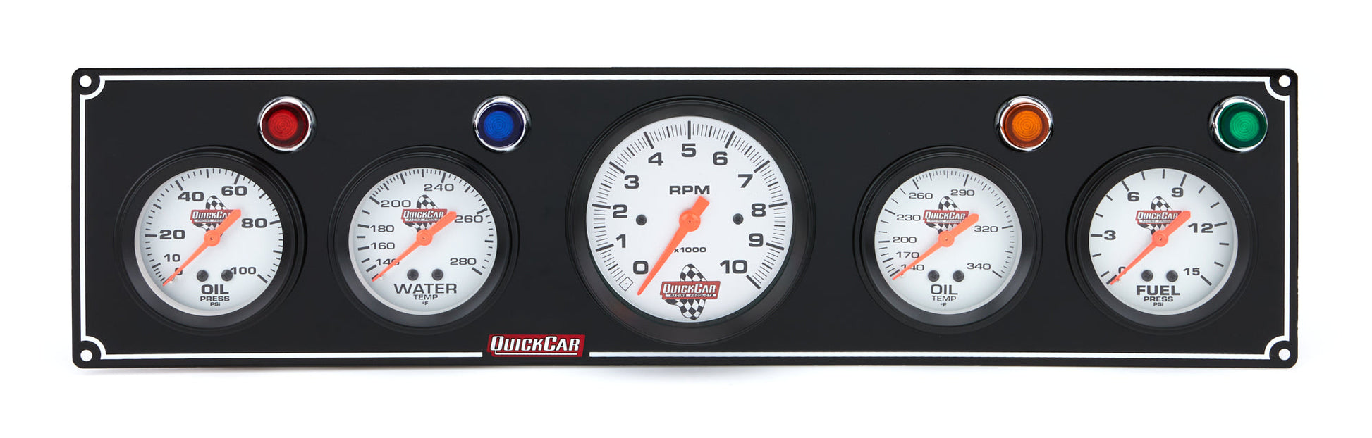 3-1 Gauge Panel OP/WT/OP /FP w/3-3/8in Tach Black QUICKCAR RACING PRODUCTS
