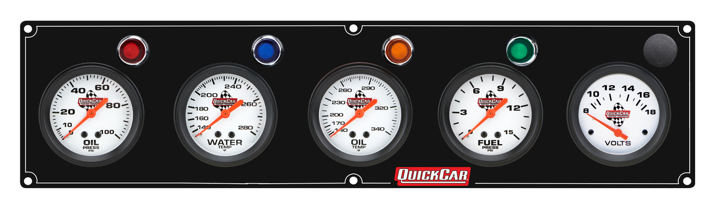 5 Gauge Panel OP/WT/OT/FP15/VT Black QUICKCAR RACING PRODUCTS