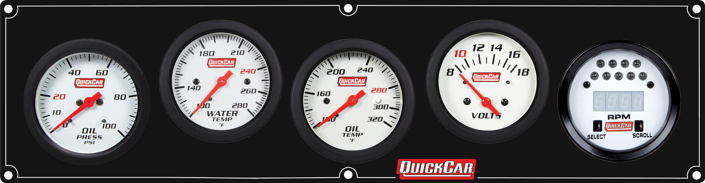 Extreme 4-1 Panel w/Tach OP/WT/OT/VT Black QUICKCAR RACING PRODUCTS