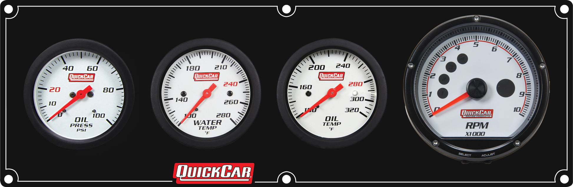 Extreme 3-1 Panel w/Tach OP/WT/OT Black QUICKCAR RACING PRODUCTS
