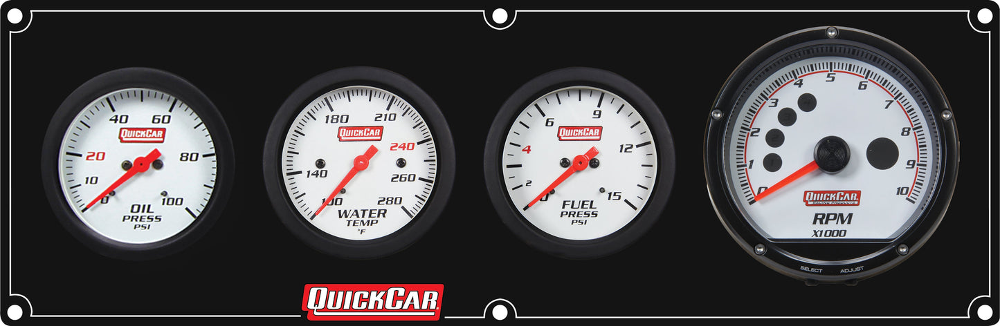 Extreme 3-1 Panel w/Tach OP/WT/FP Black QUICKCAR RACING PRODUCTS