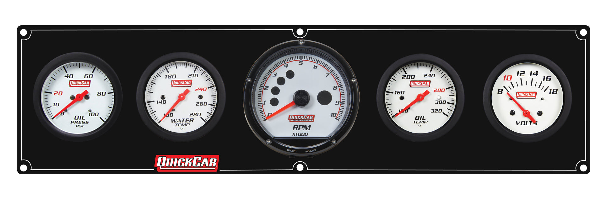 Extreme 4-1 Panel w/Tach OP/WT/OT/VT Black QUICKCAR RACING PRODUCTS