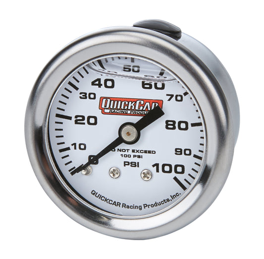 Pressure Gauge 0-100 PSI 1.5in Liquid Filled QUICKCAR RACING PRODUCTS