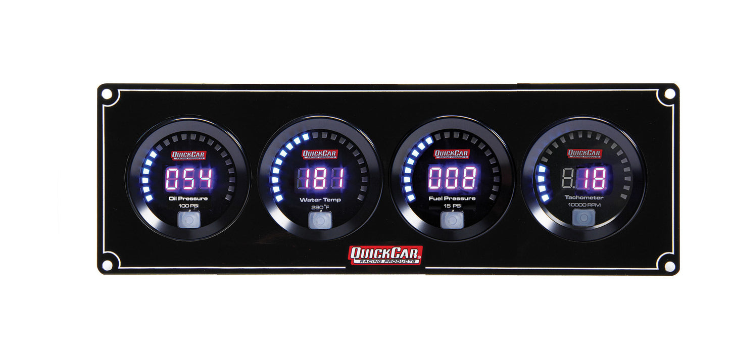 Digital 3-1 Gauge Panel OP/WT/FP w/Tach QUICKCAR RACING PRODUCTS