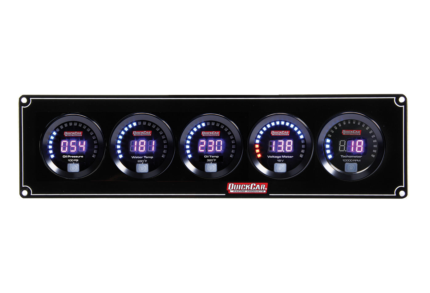 Digital 4-1 Gauge Panel OP/WT/OT/Volt w/Tach QUICKCAR RACING PRODUCTS
