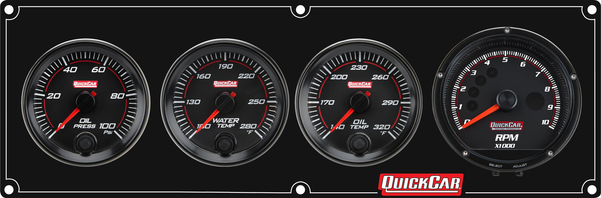 Redline 3-1 Gauge Panel OP/WT/OT w/Recall Tach QUICKCAR RACING PRODUCTS
