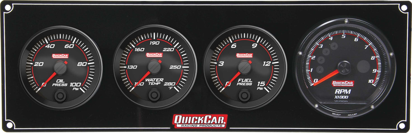 Redline 3-1 Gauge Panel OP/WT/FP w/Recall Tach QUICKCAR RACING PRODUCTS