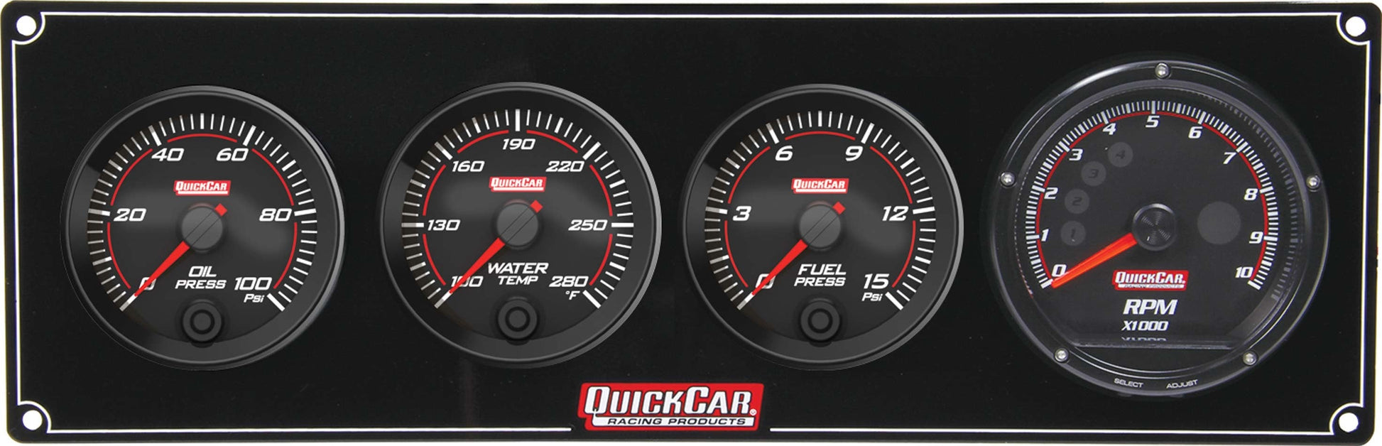 Redline 3-1 Gauge Panel OP/WT/FP w/Recall Tach QUICKCAR RACING PRODUCTS