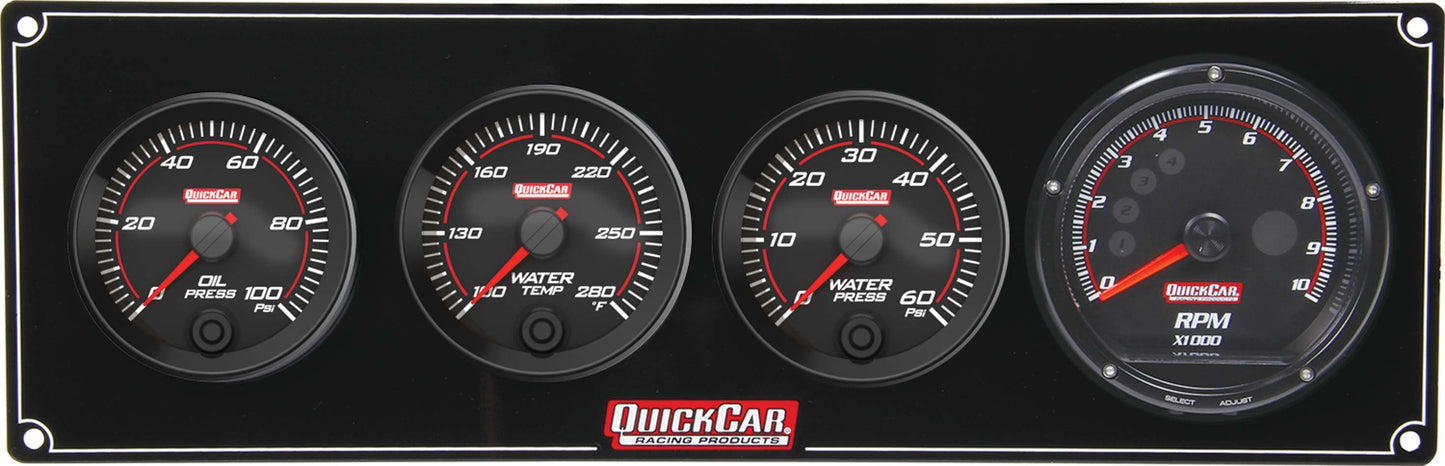 Redline 3-1 Gauge Panel OP/WT/WP w/Recall Tach QUICKCAR RACING PRODUCTS